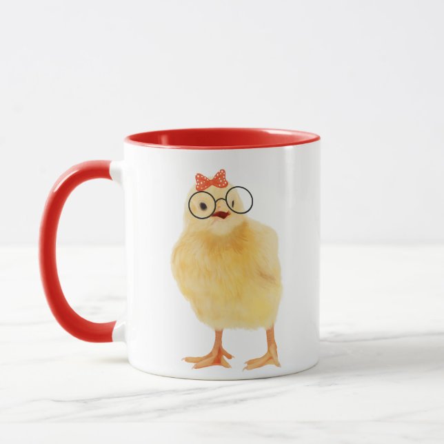 Cute Baby Chick With Glasses Mug (Left)
