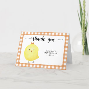 Cute baby chicken baby shower thank you card