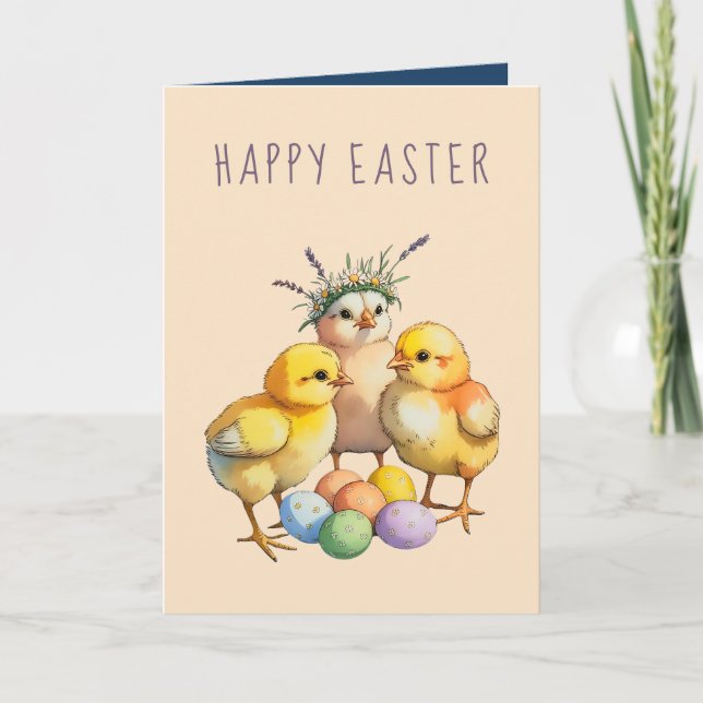 Cute Baby Chicks Easter Holiday Greeting Card (Front)