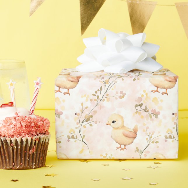 Cute Baby Chicks Pastel Farmhouse Wrapping Paper (Birthday Party)