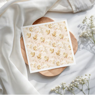 Cute Baby Chicks Pink Watercolor Pattern Napkins