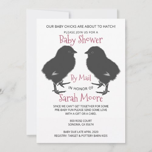 Cute Baby Chicks Twins Baby Shower By Mail Invitation