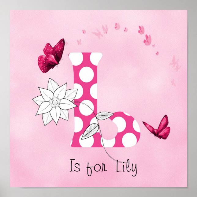 Cute Baby Child Personalised Name L is for Poster (Front)