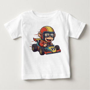 Cute Baby Chimp Race Car Driver Baby T-Shirt