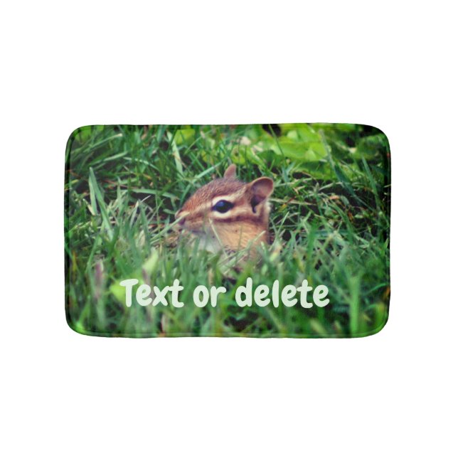 Cute Baby Chipmunk Peeking Wildlife Personalized Bath Mat (Front)