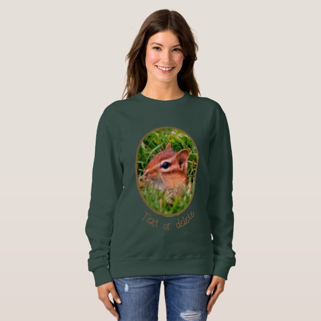 Cute Baby Chipmunk Peeking Wildlife Personalized Sweatshirt (Front Full)