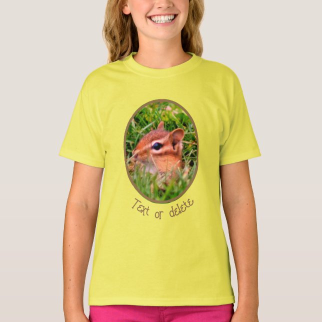 Cute Baby Chipmunk Peeking Wildlife Personalized T-Shirt (Front)
