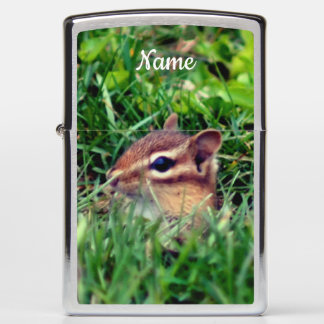 Cute Baby Chipmunk Peeking Wildlife Personalized Zippo Lighter