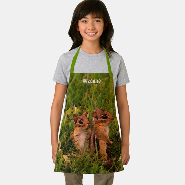 Cute Baby Chipmunks Animal Art Personalized Apron (Insitu)