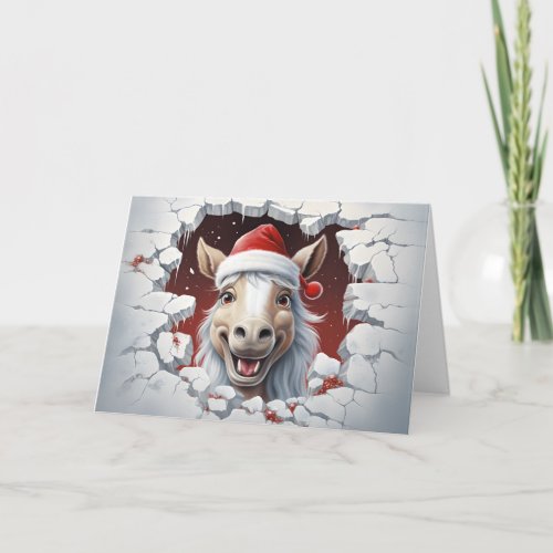Cute Baby Christmas Animals 3D Horse Greeting Card