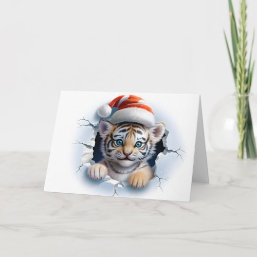 Cute Baby Christmas Animals 3D Tiger Greeting Card