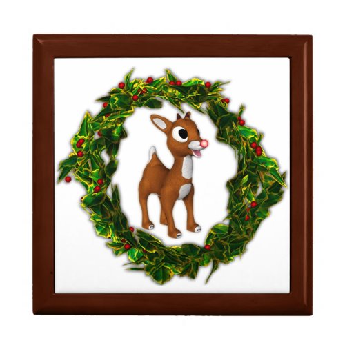Cute Baby Christmas Deer in Holly