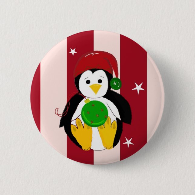 Cute Baby Christmas Penguin Button (Front)