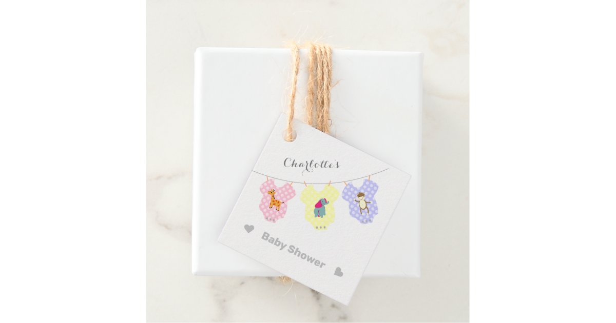 Cute Baby Clothes Animals Baby Shower Favor Tags Zazzle Com