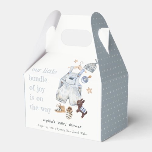 Cute Baby Clothes Essentials Blue Boy Baby Shower Favor Boxes