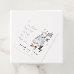 Cute Baby Clothes Essentials Blue Boy Baby Shower Favor Tags