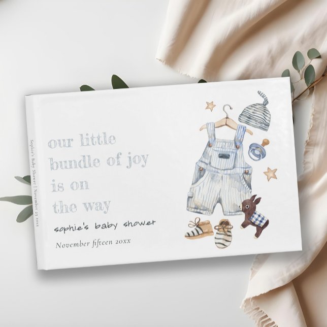 Cute Baby Clothes Essentials Blue Boy Baby Shower Guest Book (Creator Uploaded)