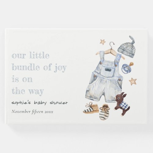 Cute Baby Clothes Essentials Blue Boy Baby Shower Guest Book