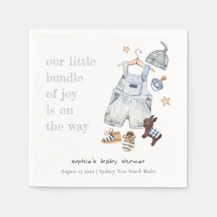 Cute Baby Clothes Essentials Blue Boy Baby Shower Napkins