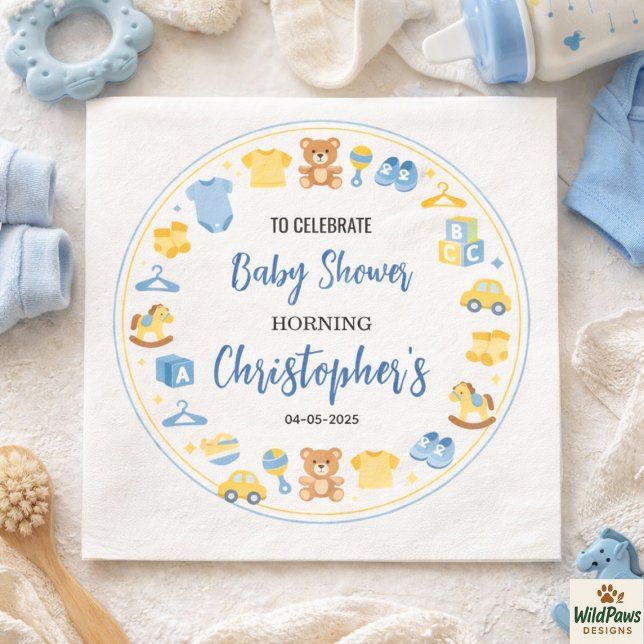 Cute Baby Clothes & Toys Boy Baby Shower Napkins (Cute Baby Clothes & Toys Boy Baby Shower Napkins
)