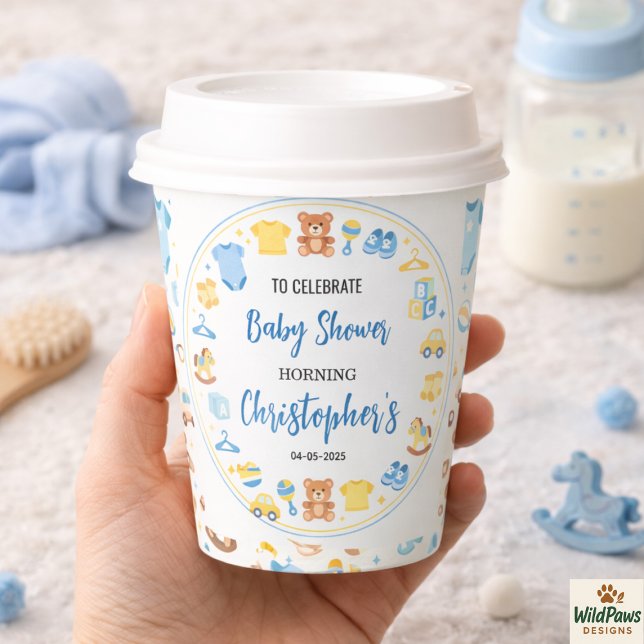 Cute Baby Clothes & Toys Boy Baby Shower Paper Cups (Cute Baby Clothes & Toys Boy Baby Shower Paper Cups
)