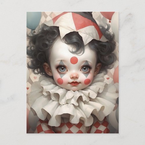 Cute Baby Clown with Vintage Colors Postcard