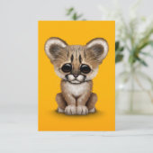 Cute Baby Cougar Cub on Yellow (Standing Front)
