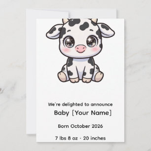 Cute Baby Cow Birth Announcement