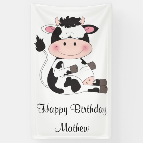 Cute Baby Cow Cartoon Banner