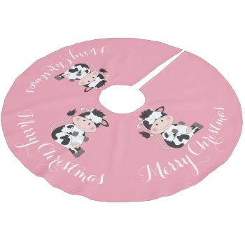 Cute Baby Cow Cartoon Brushed Polyester Tree Skirt by HeeHeeCreations at Zazzle