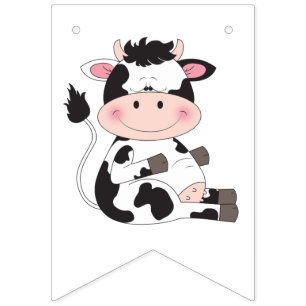 Cute Baby Cow Cartoon Bunting Flags