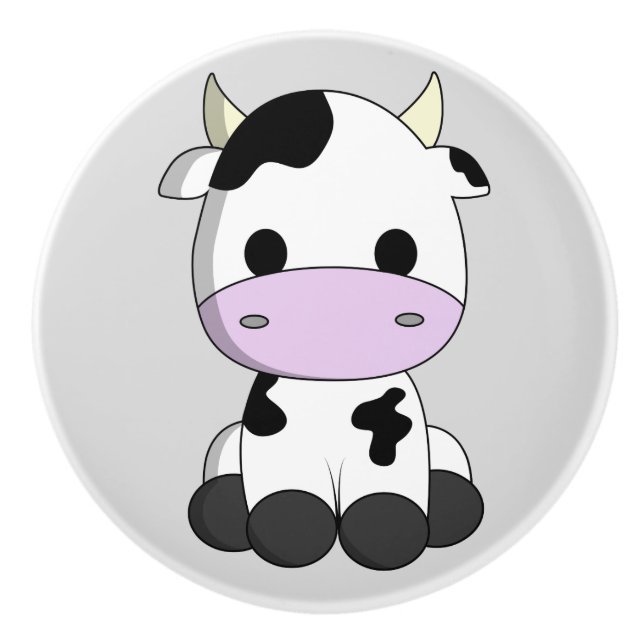 Cute baby cow cartoon ceramic knob (Front)