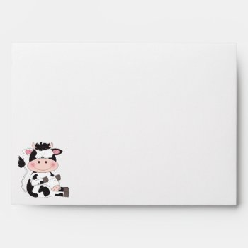Cute Baby Cow Cartoon Envelope by HeeHeeCreations at Zazzle
