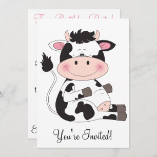 Cute Baby Cow Cartoon Invitation
