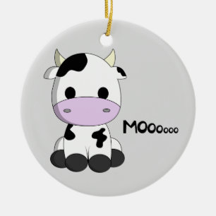 Cute baby cow cartoon kids ceramic ornament