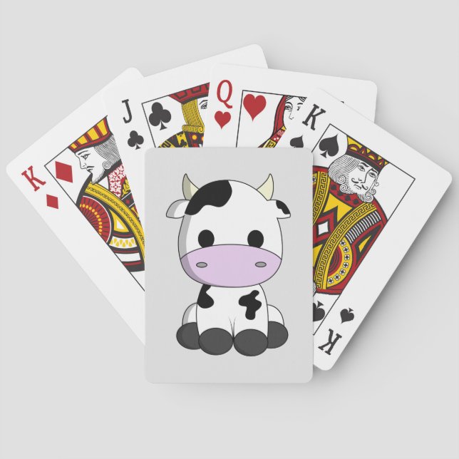 Cute baby cow cartoon kids poker cards (Back)