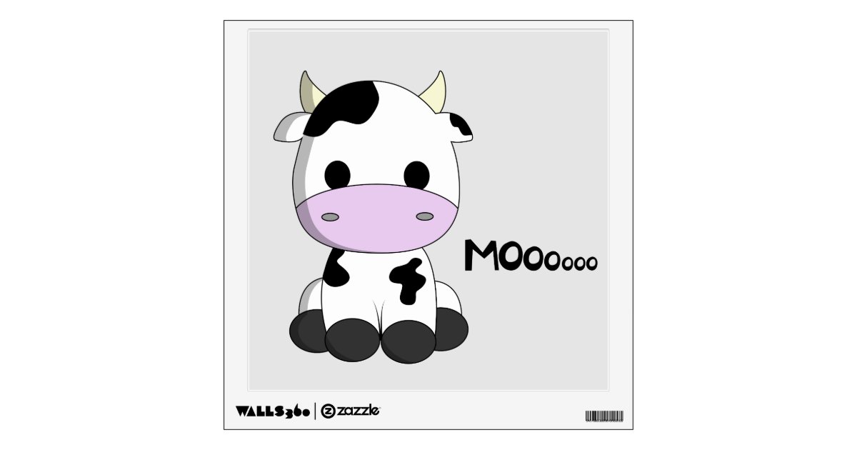 Cute baby cow cartoon kids wall sticker | Zazzle