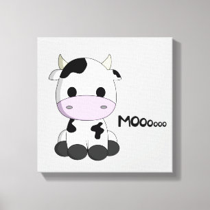 Cute baby cow cartoon kids wrapped canvas print