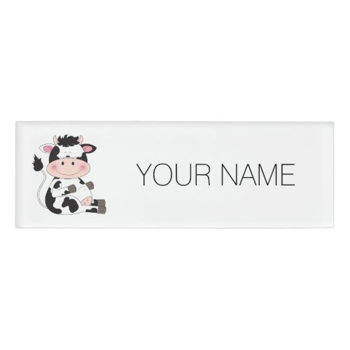 Cute Baby Cow Cartoon Name Tag