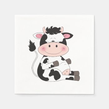 Cute Baby Cow Cartoon Napkins by HeeHeeCreations at Zazzle