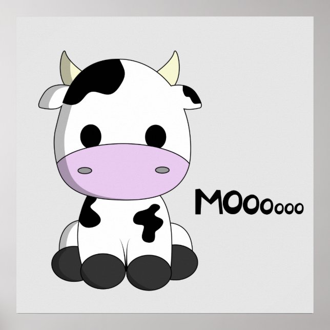 Cute baby cow cartoon nursery poster (Front)