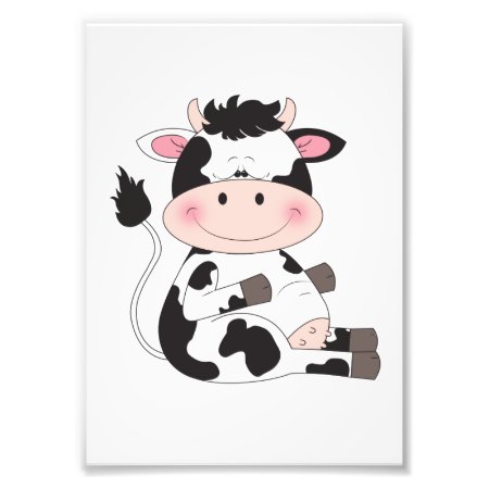 Cute Baby Cow Cartoon Photo Print