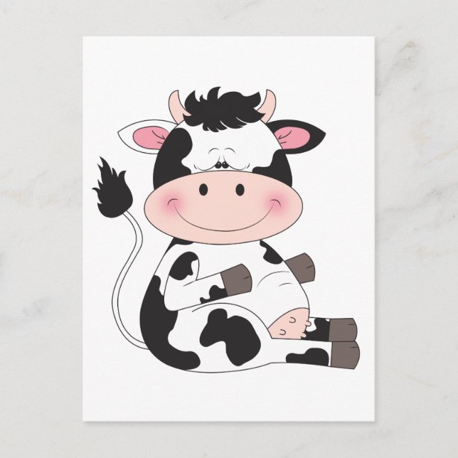 Cute Baby Cow Cartoon Postcard (Front)