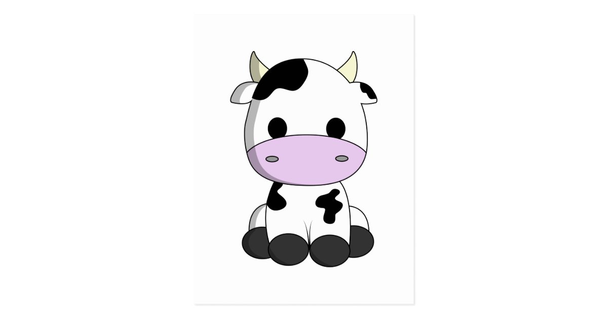 Cute baby cow cartoon postcard | Zazzle.com