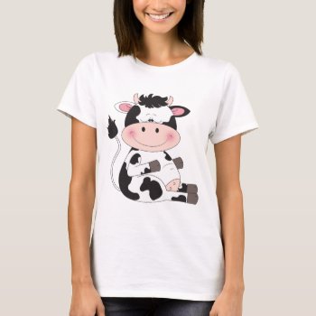 Cute Baby Cow Cartoon T-shirt by HeeHeeCreations at Zazzle