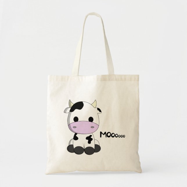 Cute baby cow cartoon tote bag (Front)