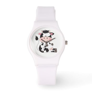 Cute Baby Cow Cartoon Watch by HeeHeeCreations at Zazzle