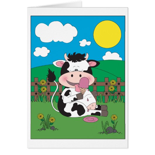 Cute Baby Cow Cartoon With His Favorite Treat (Front)