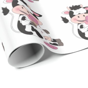 Cute Baby Cow Cartoon With His Favorite Treat Wrapping Paper by HeeHeeCreations at Zazzle