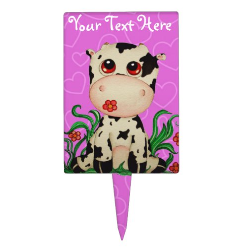 Cute Baby Cow Customizable Cake Topper